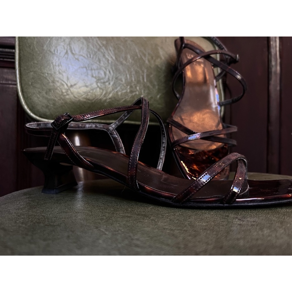 Vintage 90s Stuart Weitzman Strappy Tortiose Shell Kitten Heels